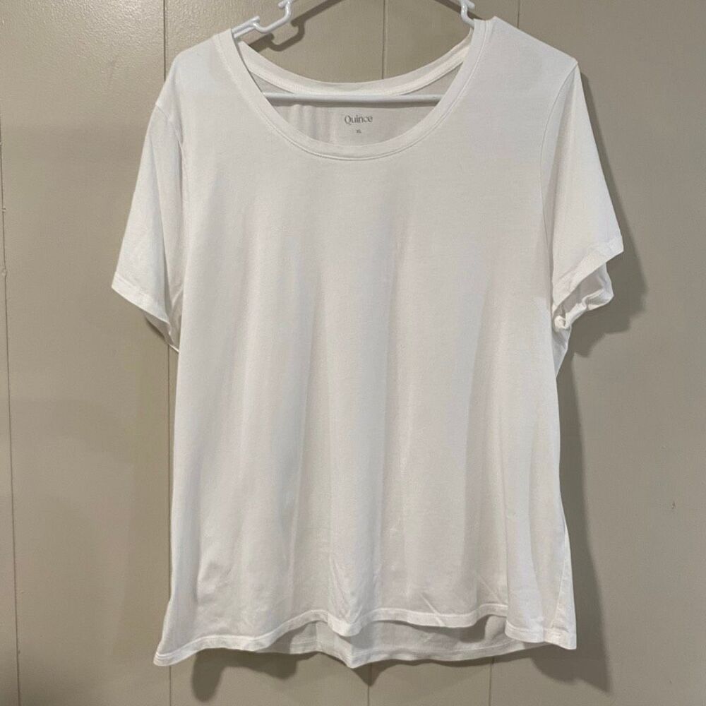 Quince White Cotton Short Sleeve T-Shirt Women’s Size XL Soft Classic Tee